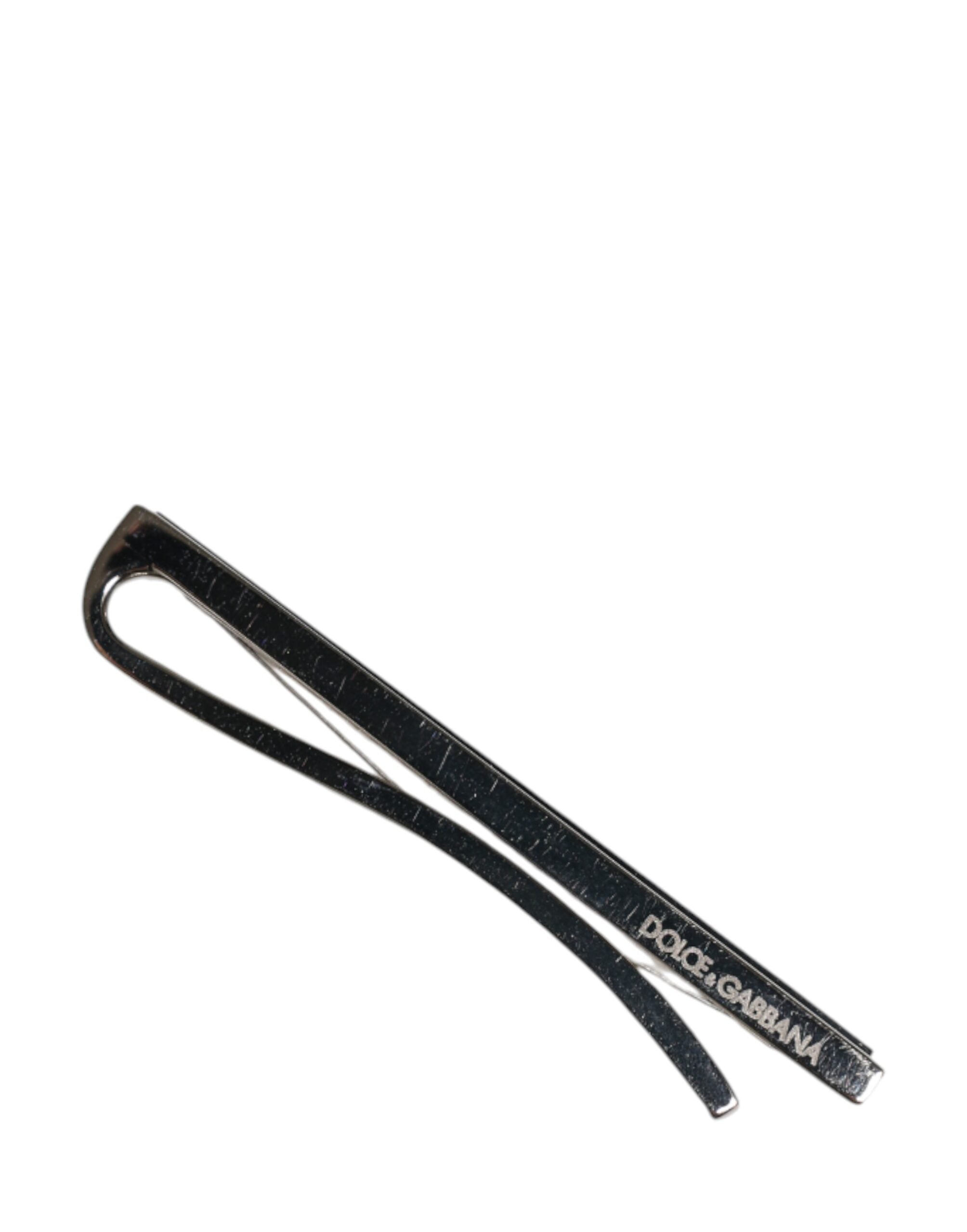 Dolce & Gabbana Silver Tone Brass Logo Branded Men Accessory Tie Clip Bar Dolce & Gabbana