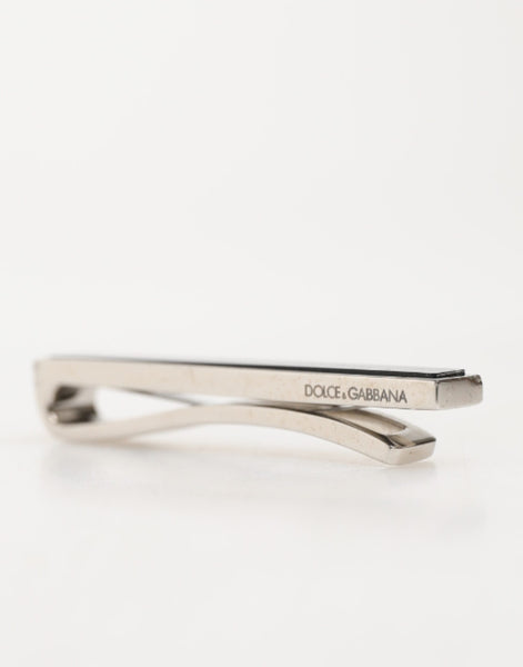 Dolce & Gabbana Silver Tone Brass Logo Branded Men Accessory Tie Clip Bar Dolce & Gabbana