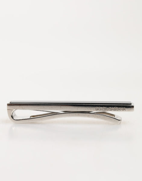 Dolce & Gabbana Silver Tone Brass Logo Branded Men Accessory Tie Clip Bar Dolce & Gabbana