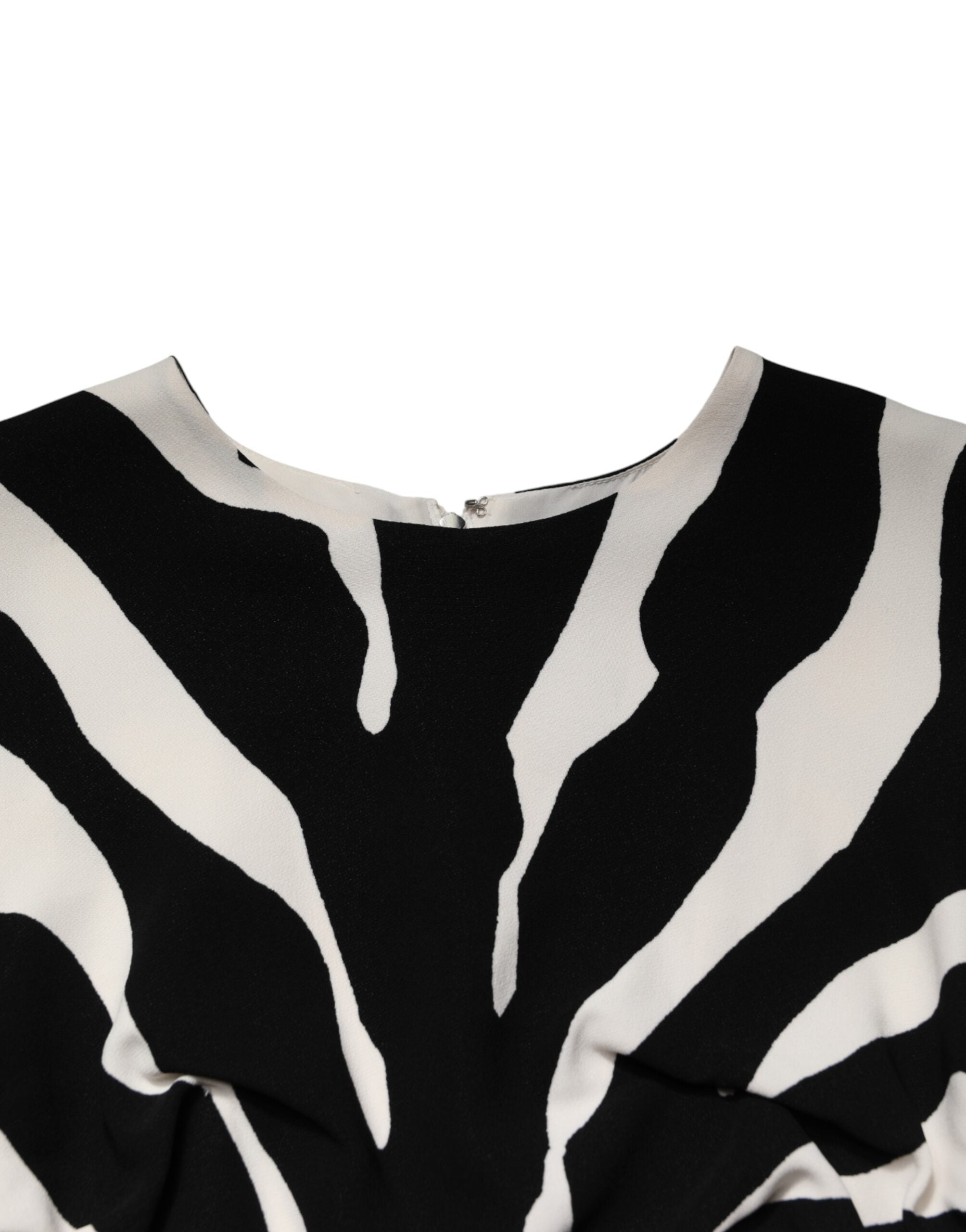 Dolce & Gabbana Black White Zebra Viscose Sheath Midi Dress Dolce & Gabbana