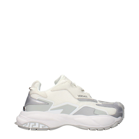 Versace White Fabric Chunky Sneakers Versace