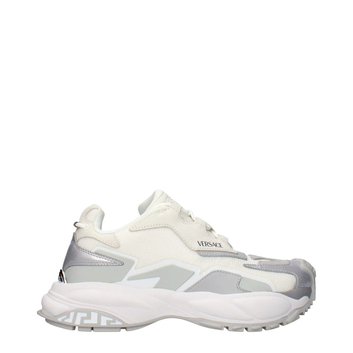 Versace White Fabric Chunky Sneakers Versace