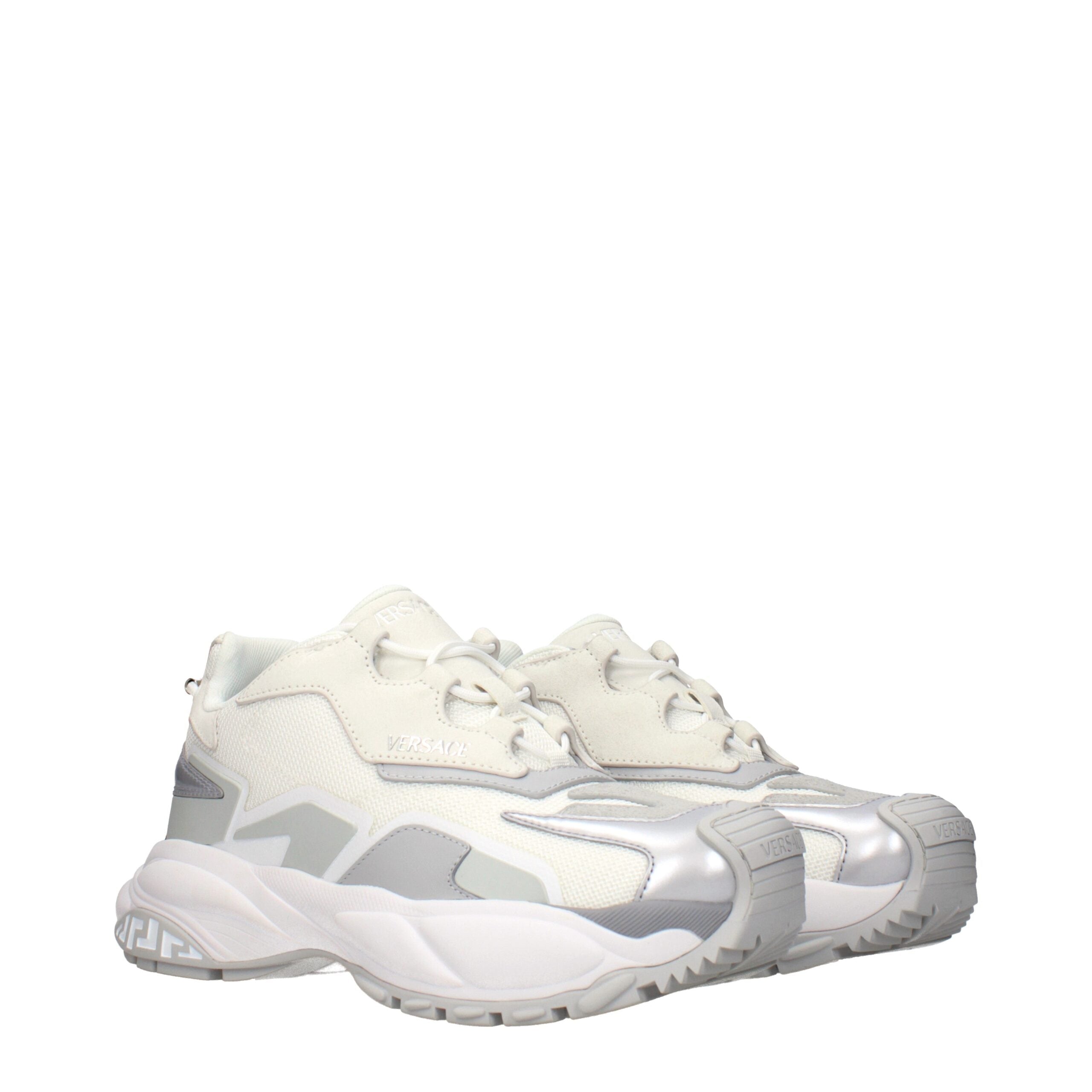 Versace White Fabric Chunky Sneakers Versace