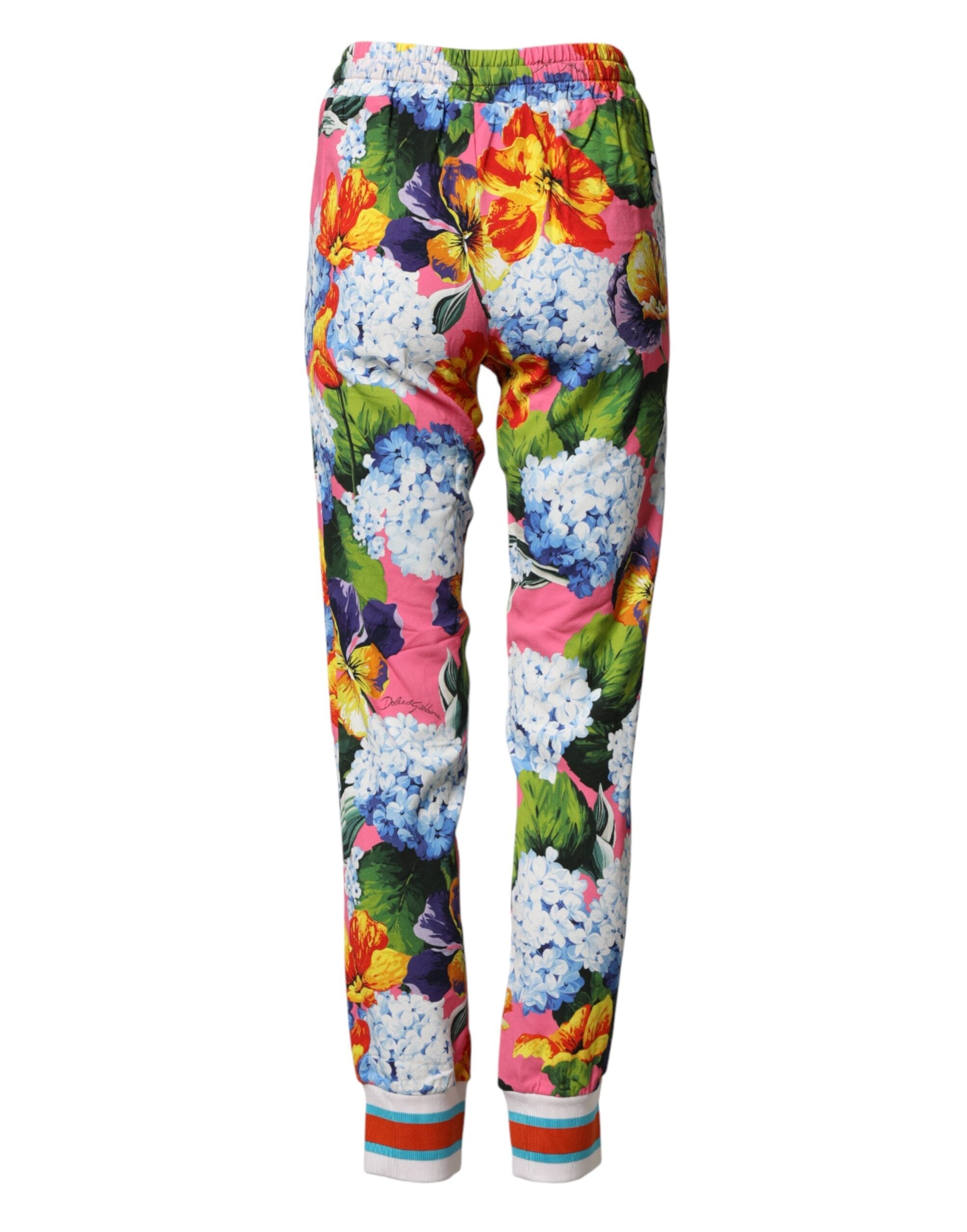 Dolce & Gabbana Multicolor Floral Mid Waist Jogger Pants Dolce & Gabbana