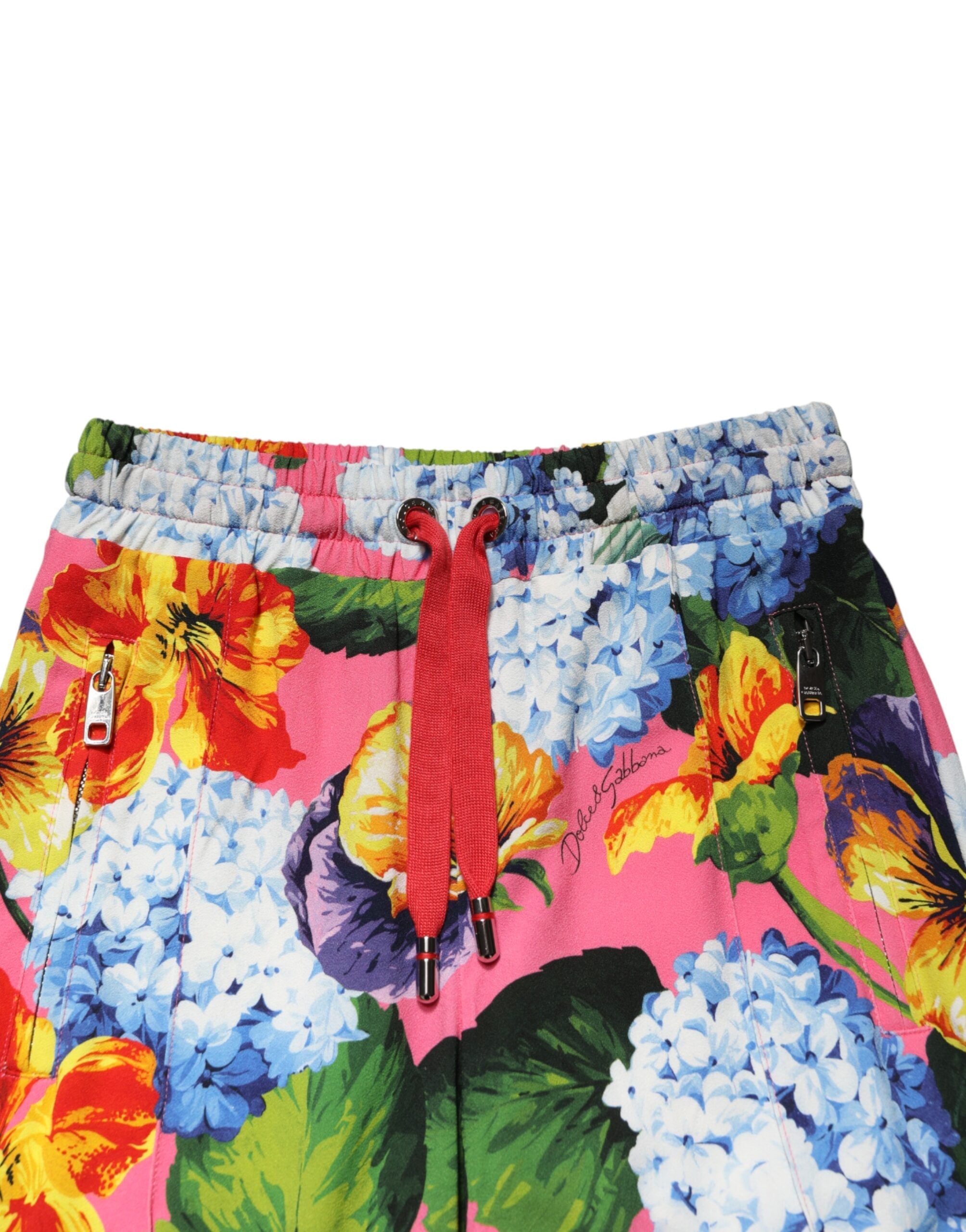 Dolce & Gabbana Multicolor Floral Mid Waist Jogger Pants Dolce & Gabbana