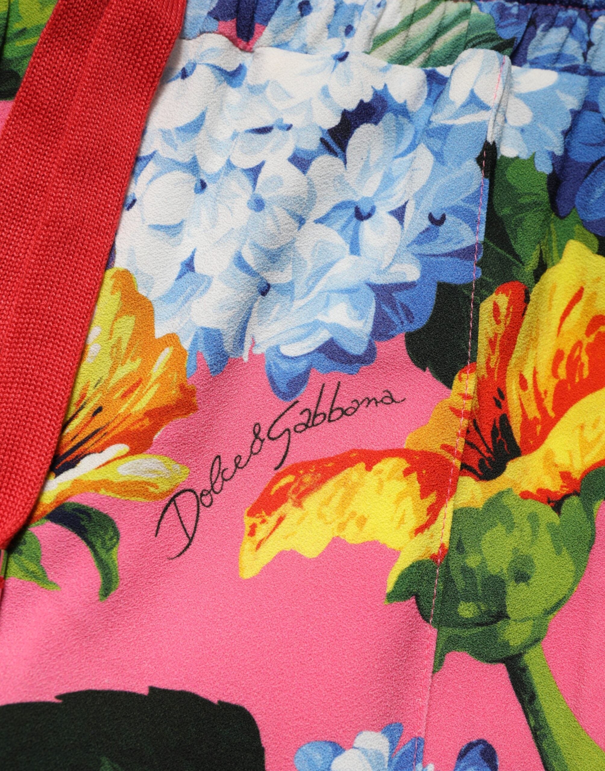 Dolce & Gabbana Multicolor Floral Mid Waist Jogger Pants Dolce & Gabbana