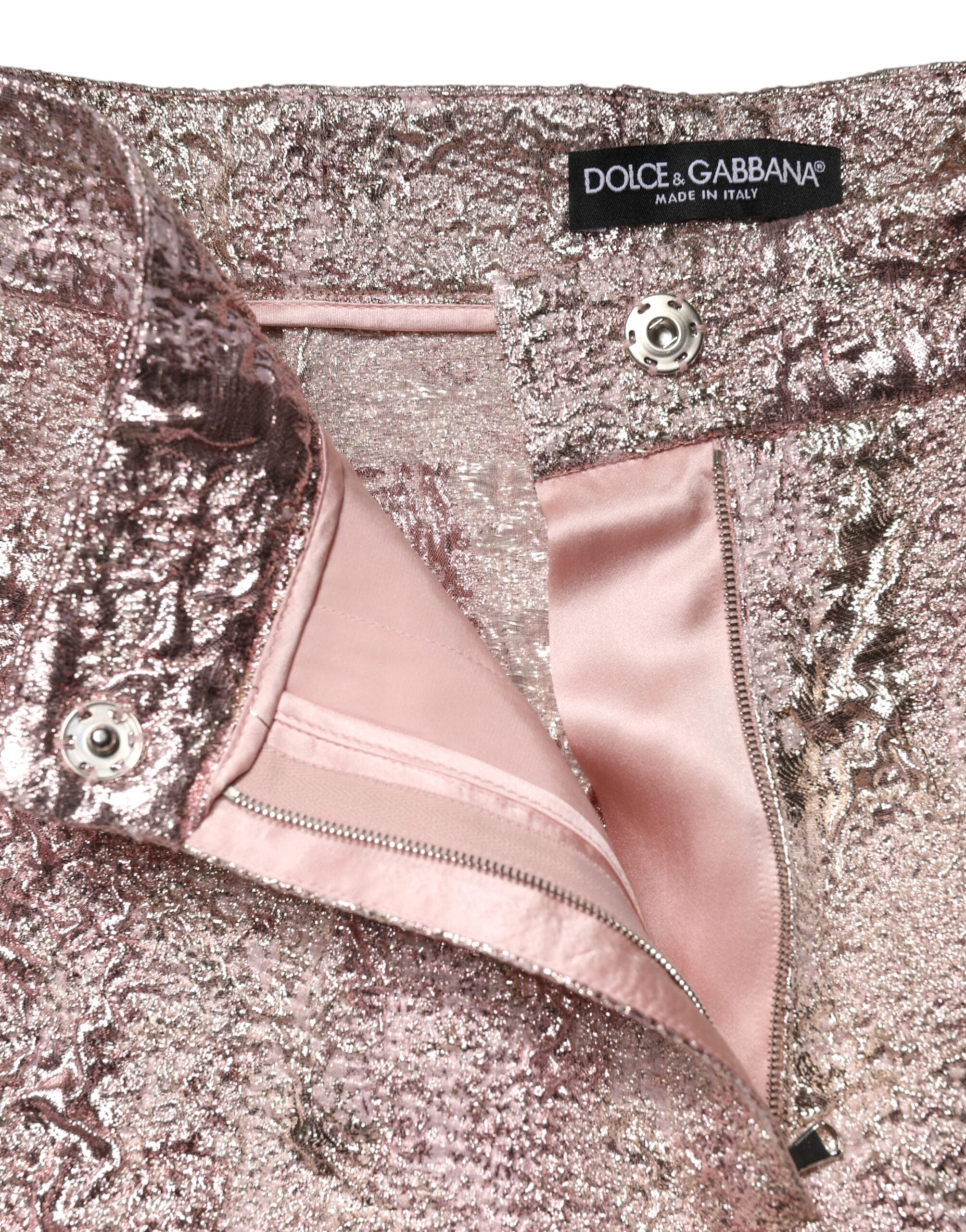 Dolce & Gabbana Pink Jacquard High Waist Hotpants Shorts Dolce & Gabbana