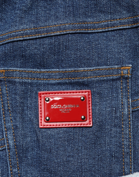 Dolce & Gabbana Blue Patchwork Layered Denim Midi Skirt Dolce & Gabbana