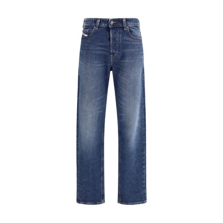Diesel Blue Cotton Straight-Leg Jeans Diesel