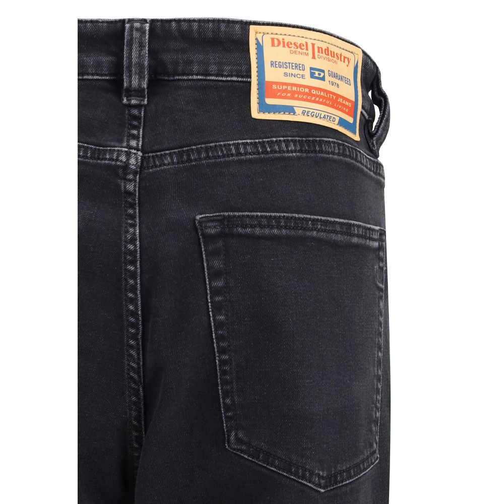 Diesel Black Cotton Relaxed Fit Jeans Diesel