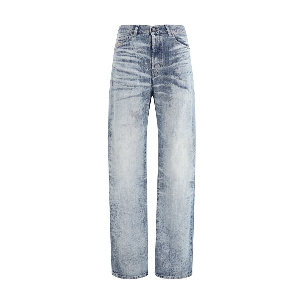 Diesel Blue Cotton Straight-Leg Jeans Diesel