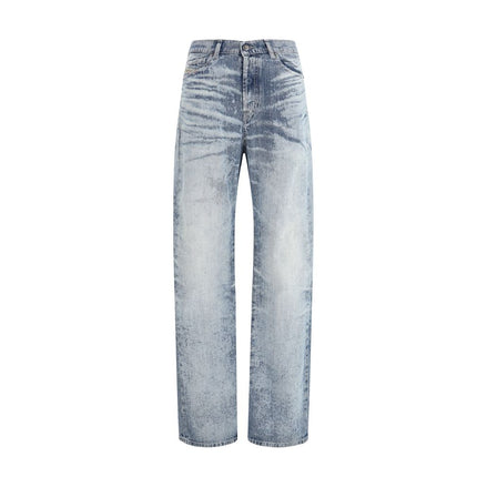 Diesel Blue Cotton Straight-Leg Jeans Diesel