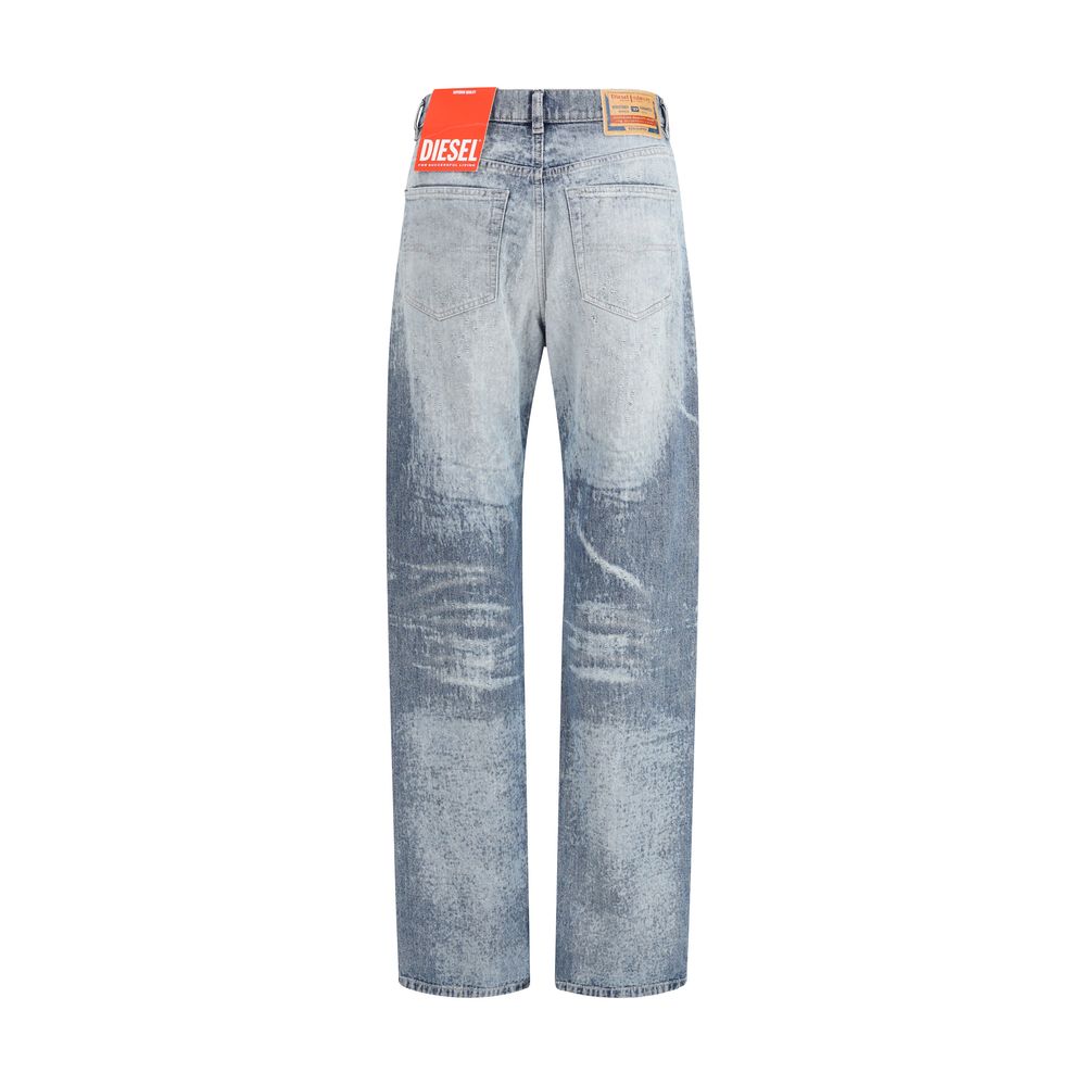 Diesel Blue Cotton Straight-Leg Jeans Diesel