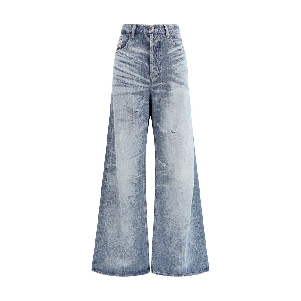 Diesel Blue Cotton Flared Jeans Diesel