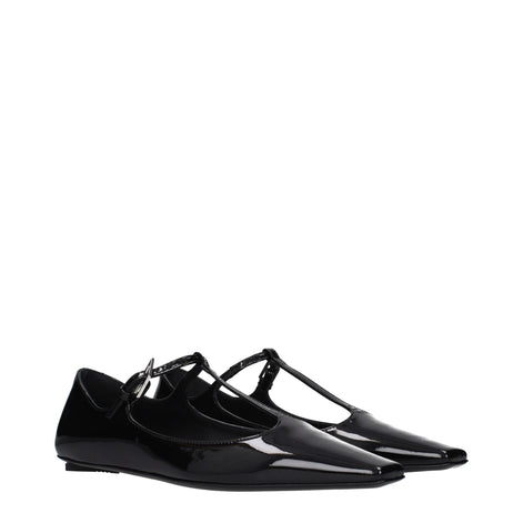 The Attico Black Leather Ballet Flats The Attico