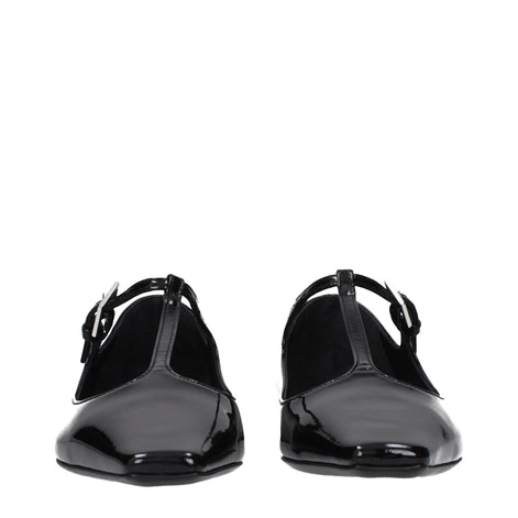The Attico Black Leather Ballet Flats The Attico