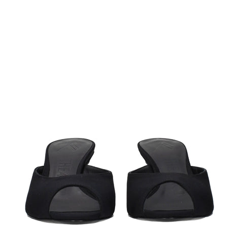 The Attico Black Fabric Flat Sandals The Attico