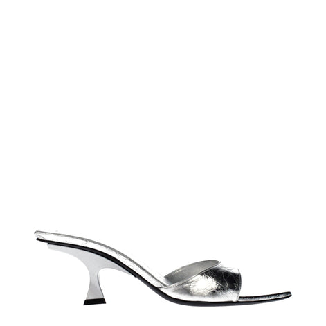 The Attico Gray Leather Flat Sandals The Attico