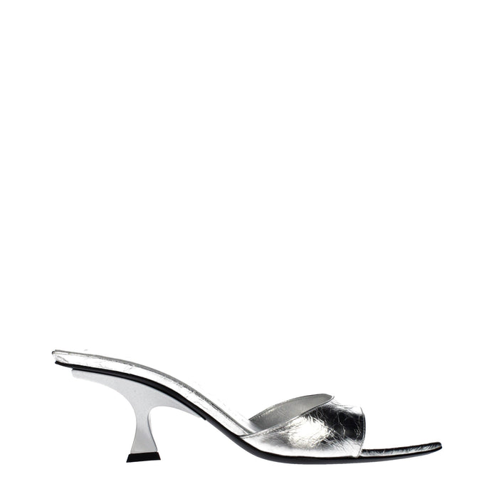 The Attico Gray Leather Flat Sandals The Attico