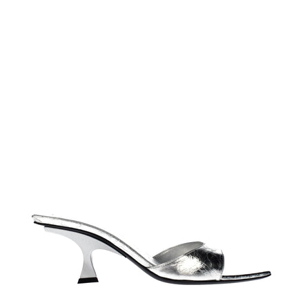 The Attico Gray Leather Flat Sandals The Attico