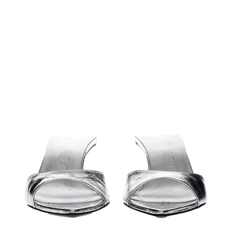 The Attico Gray Leather Flat Sandals The Attico