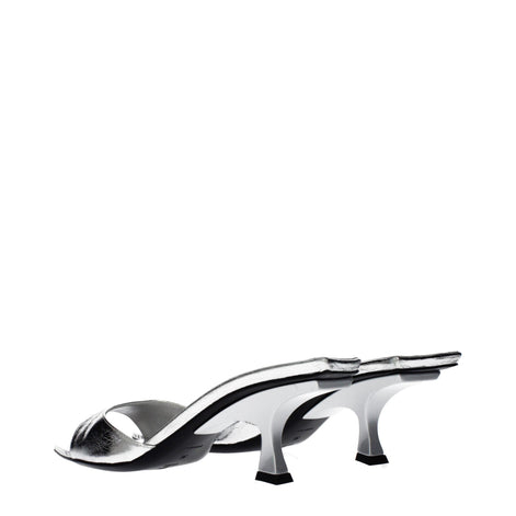 The Attico Gray Leather Flat Sandals The Attico