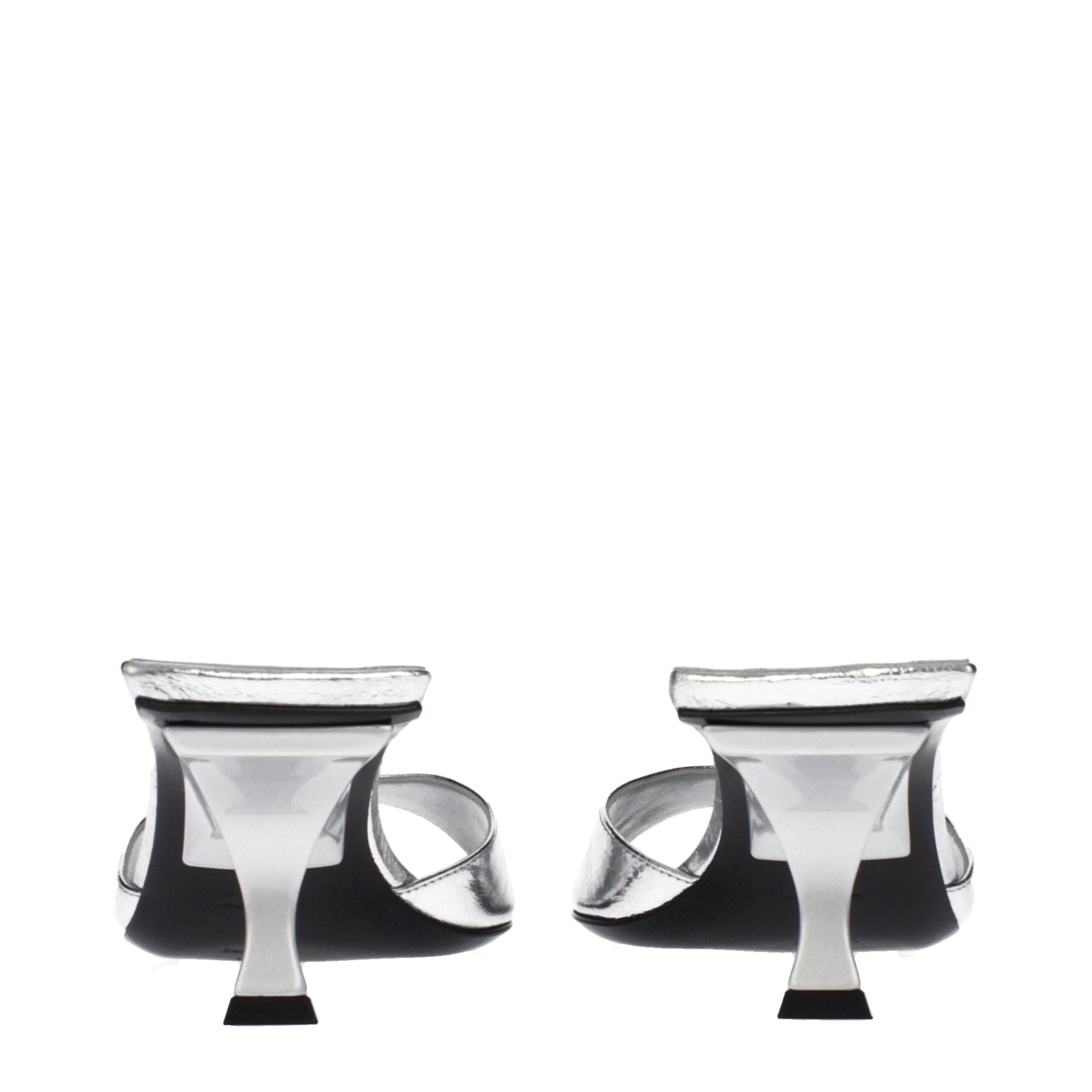 The Attico Gray Leather Flat Sandals The Attico