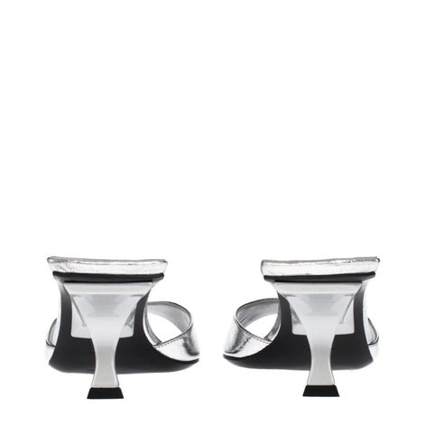 The Attico Gray Leather Flat Sandals The Attico