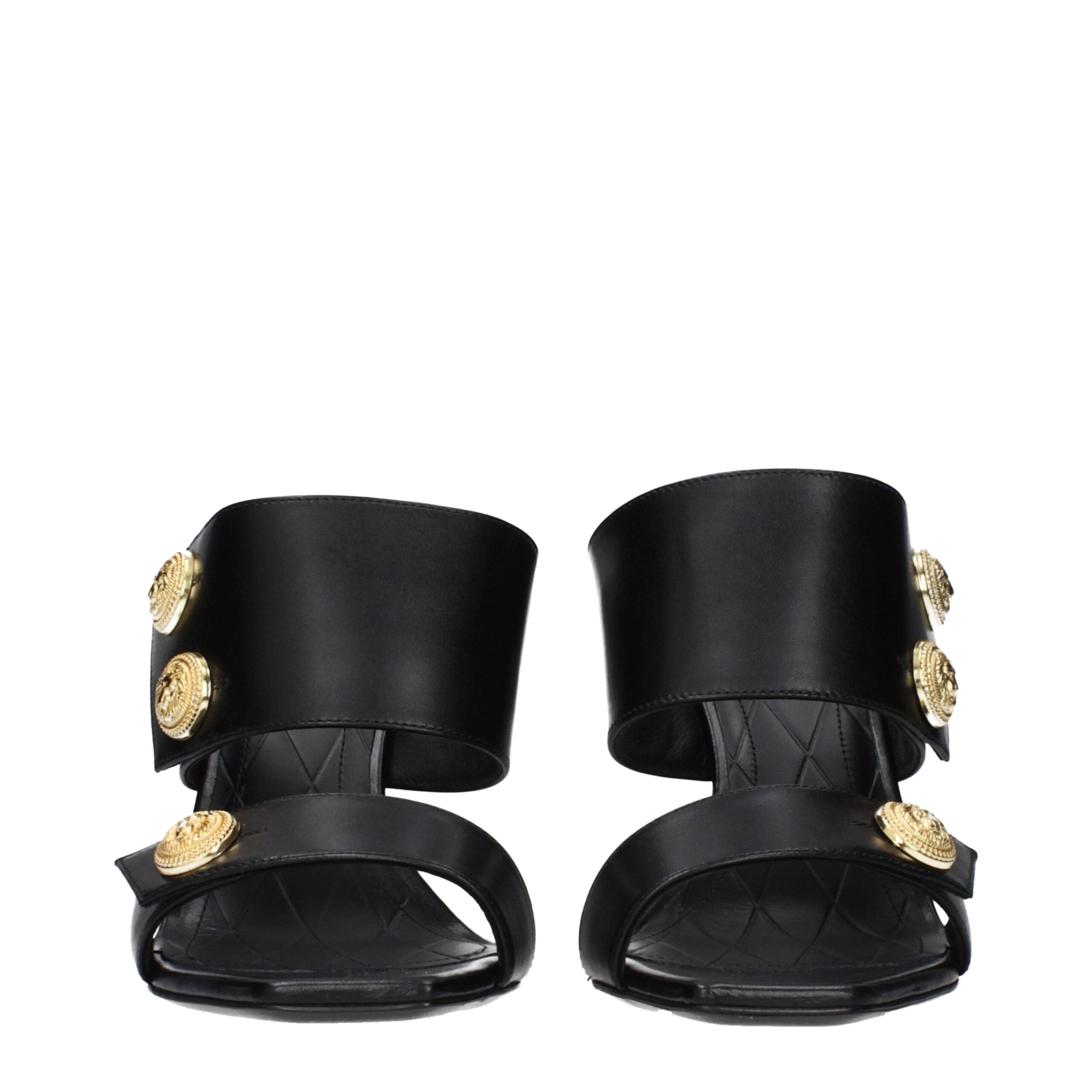 Balmain Black Leather Stiletto Heel Sandals Balmain