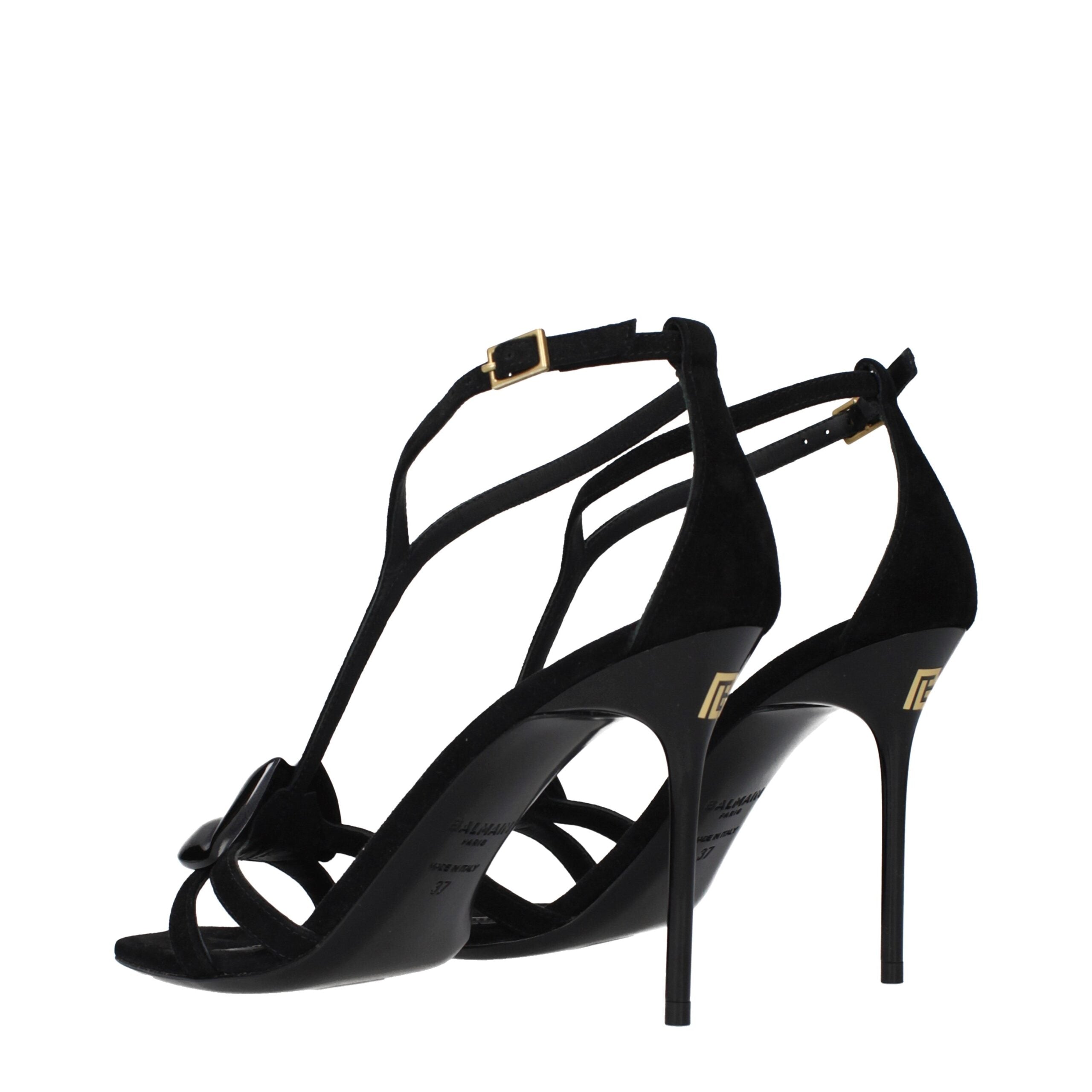 Balmain Black Leather Stiletto Heel Sandals Balmain