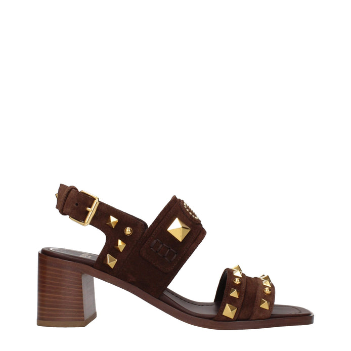 Valentino Garavani Brown Leather Strap-On Sandals Valentino Garavani