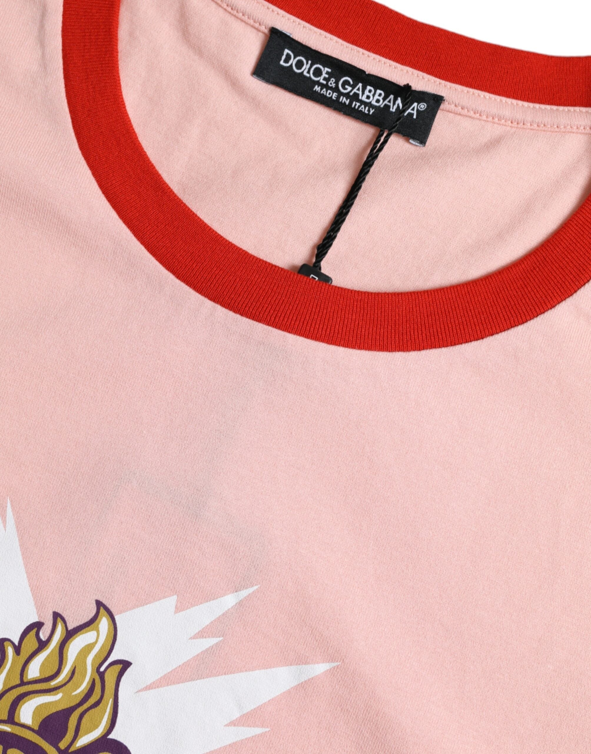 Dolce & Gabbana Pink Graphic Print Cotton Crew Neck T-shirt Dolce & Gabbana