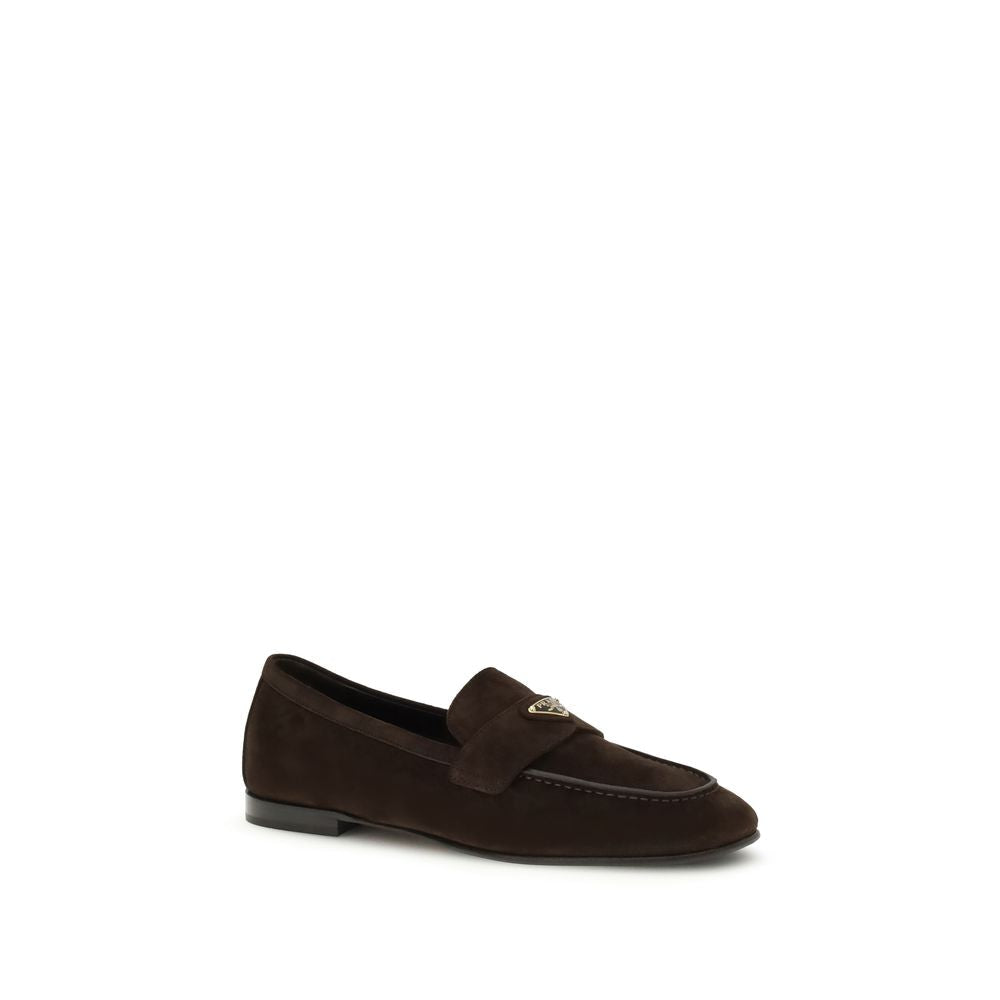 Prada Brown Calf Leather Bos Taurus Slip-On Loafers Prada