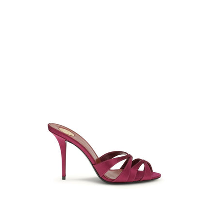 Saint Laurent Bordeaux Silk Stiletto Heel Sandals Saint Laurent