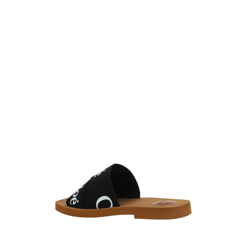 Chloé Black Rubber Flat Sandals Chloé