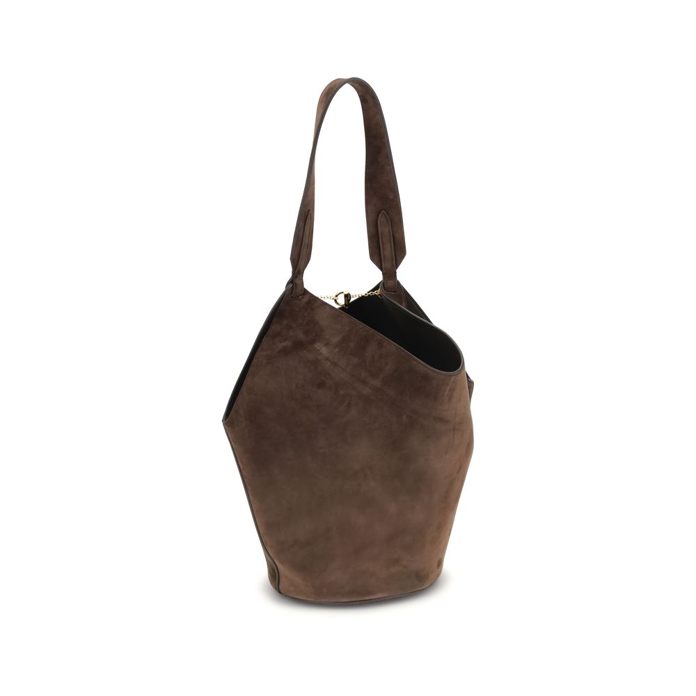 Khaite Brown Calf Leather Bos Taurus Shoulder Bag Khaite