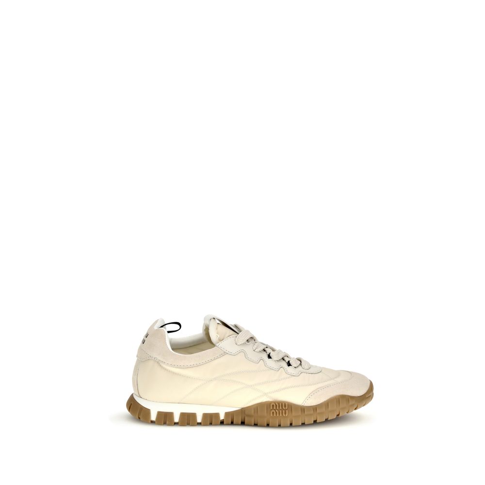 Miu Miu Cream Recycled Polyamide Athletic Sneakers Miu Miu