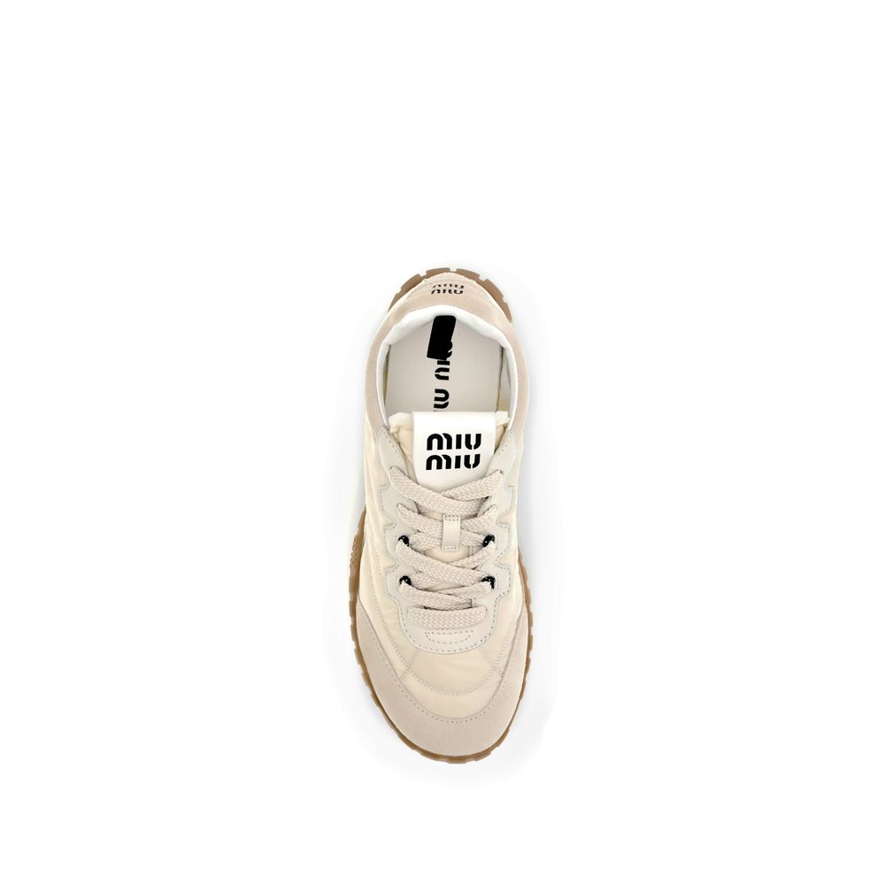 Miu Miu Cream Recycled Polyamide Athletic Sneakers Miu Miu