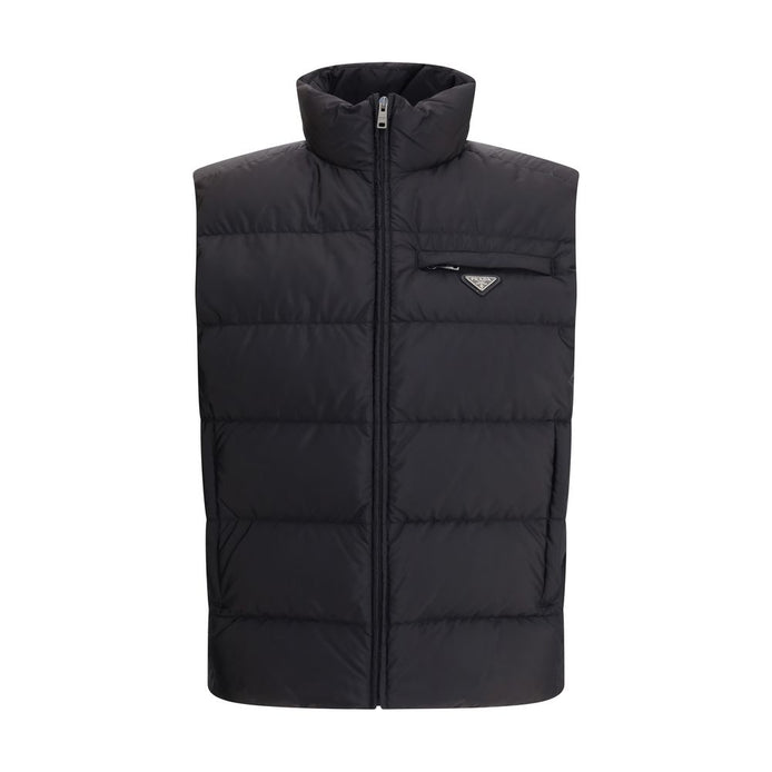 Prada Black Recycled Polyamide Sleveless Jacket Prada