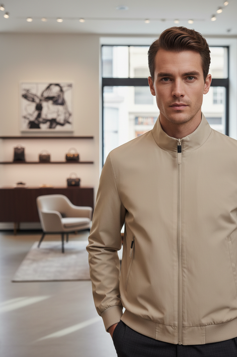 Norwegen 1963 Beige Baumwolljacke für Herren