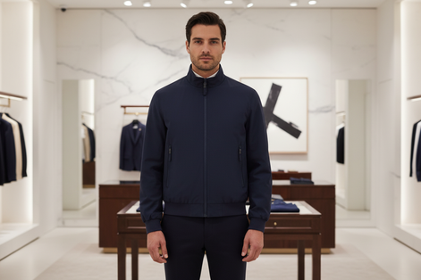 Norwegen 1963 Blaue Baumwoll-Herrenjacke