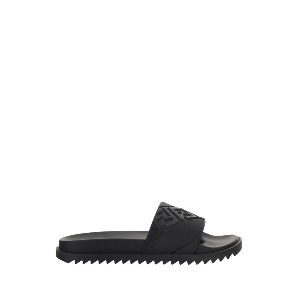 Fendi Black Rubber Flat Sandals Fendi
