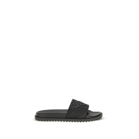 Fendi Black Rubber Flat Sandals Fendi