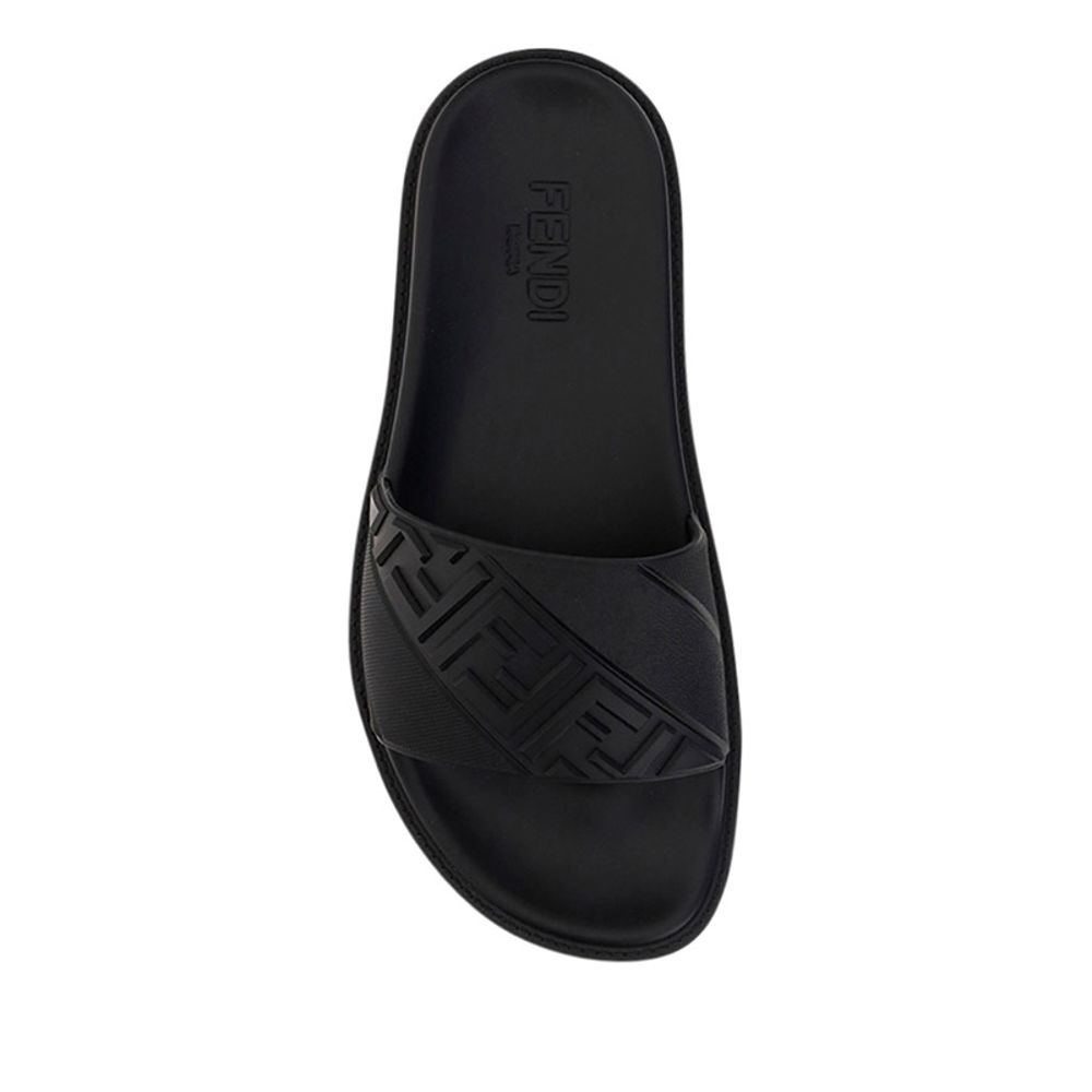 Fendi Black Rubber Flat Sandals Fendi