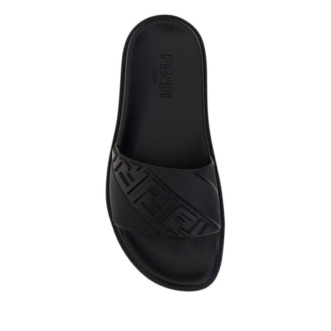 Fendi Black Rubber Flat Sandals Fendi