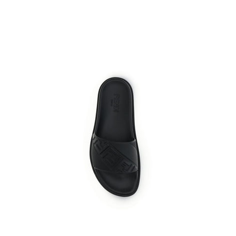 Fendi Black Rubber Flat Sandals Fendi