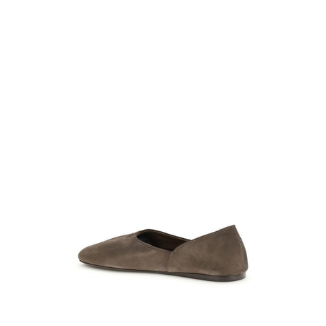 Khaite Brown Calf Leather Bos Taurus Ballet Flats Khaite