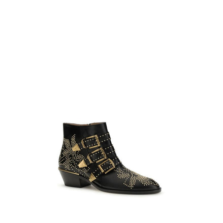 Chloé Black Calf Leather Bos Taurus Lace-Up Boots Chloé