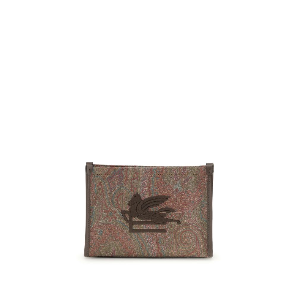Etro Brown Calf Leather Bos Taurus Clutch Bag Etro