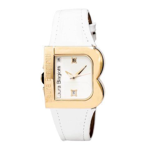 Laura Biagiotti White Leather Dress Watch Laura Biagiotti